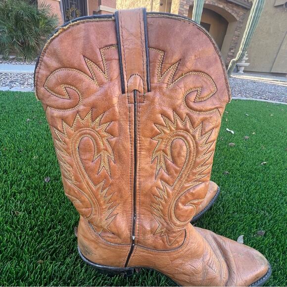 Vtg 90’s Durango Boots Men’s Size 11 EE Western Cowboy Embroidered Stitch Tan - Picture 11 of 11
